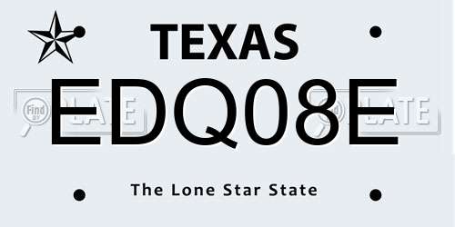 EDQ08E Texas License Plate