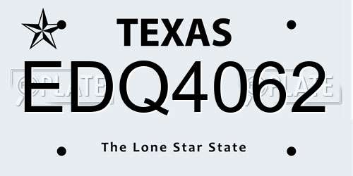 EDQ4062 Texas License Plate