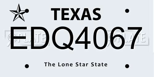 EDQ4067 Texas License Plate