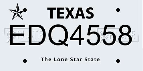 EDQ4558 Texas License Plate