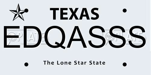 EDQASSS Texas License Plate