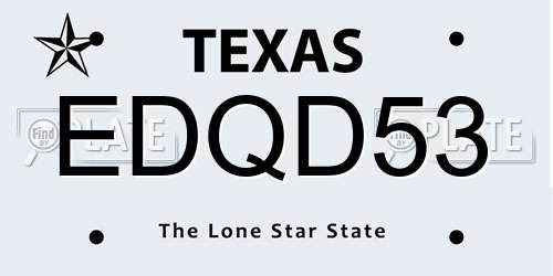 EDQD53 Texas License Plate
