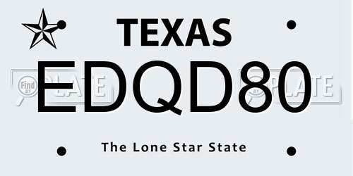 EDQD80 Texas License Plate