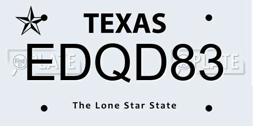 EDQD83 Texas License Plate