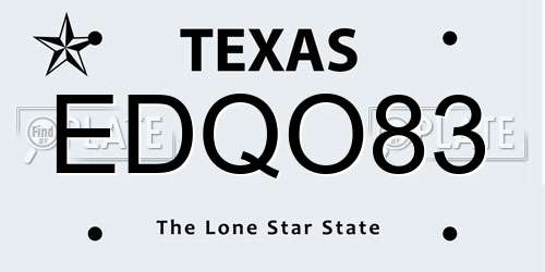 EDQO83 Texas License Plate