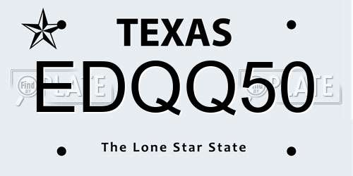 EDQQ50 Texas License Plate