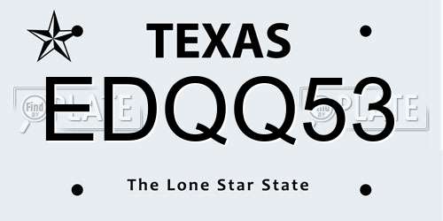 EDQQ53 Texas License Plate