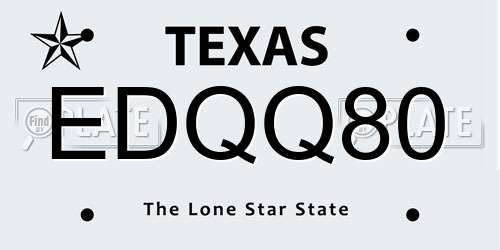 EDQQ80 Texas License Plate