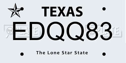 EDQQ83 Texas License Plate
