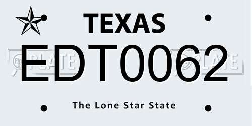EDT0062 Texas License Plate