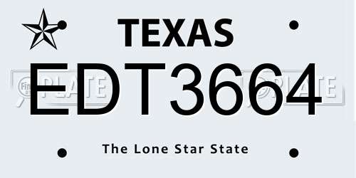 EDT3664 Texas License Plate