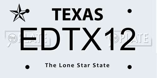 EDTX12 Texas License Plate