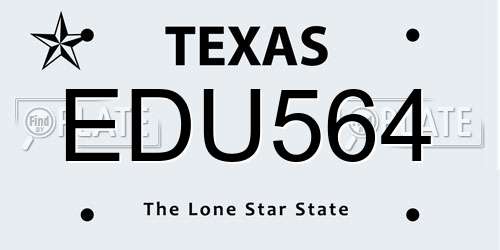 EDU564 Texas License Plate