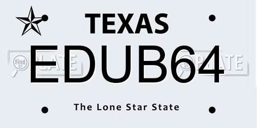 EDUB64 Texas License Plate