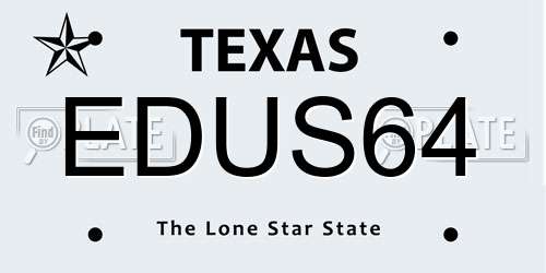 EDUS64 Texas License Plate