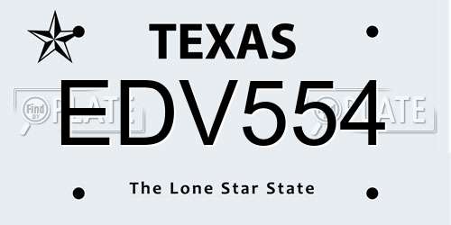 EDV554 Texas License Plate