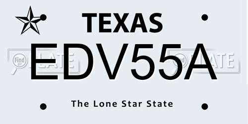 EDV55A Texas License Plate