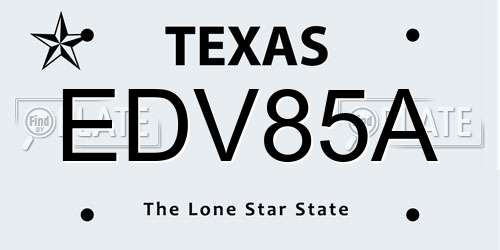 EDV85A Texas License Plate