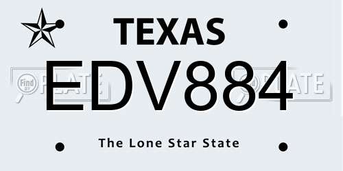 EDV884 Texas License Plate