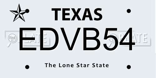 EDVB54 Texas License Plate