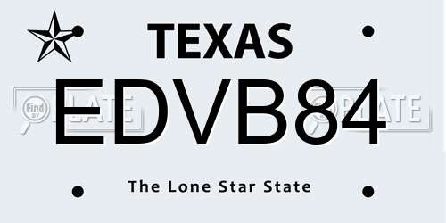 EDVB84 Texas License Plate