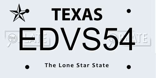 EDVS54 Texas License Plate