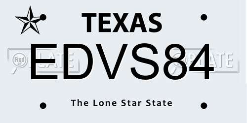 EDVS84 Texas License Plate