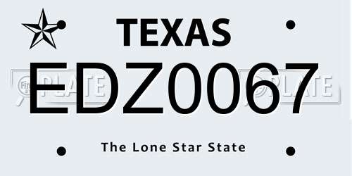 EDZ0067 Texas License Plate