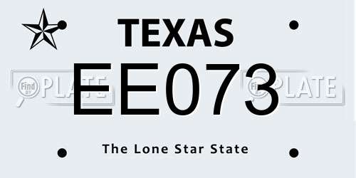 EE073 Texas License Plate