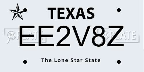 EE2V8Z Texas License Plate