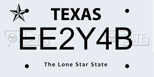 EE2Y4B Texas License Plate
