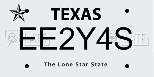 EE2Y4S Texas License Plate