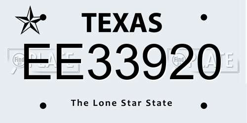 EE33920 Texas License Plate