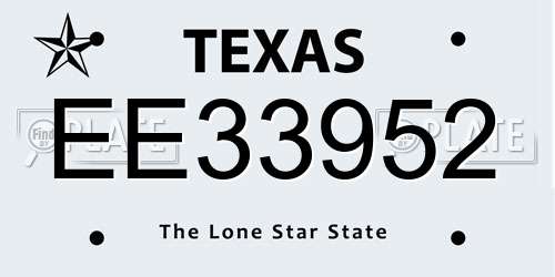 EE33952 Texas License Plate