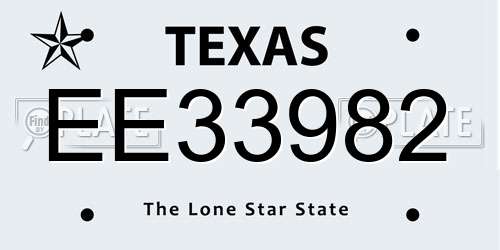 EE33982 Texas License Plate
