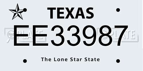 EE33987 Texas License Plate