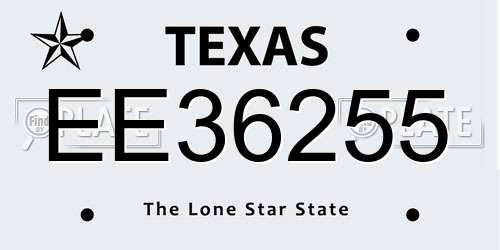 EE36255 Texas License Plate