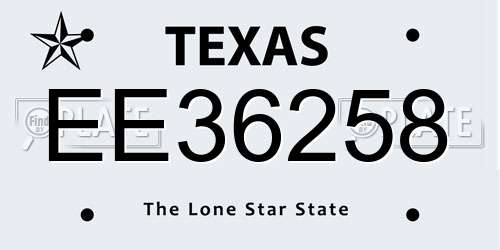 EE36258 Texas License Plate