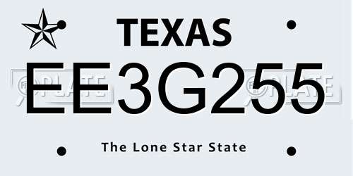 EE3G255 Texas License Plate