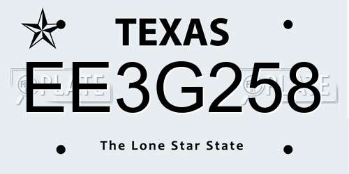 EE3G258 Texas License Plate
