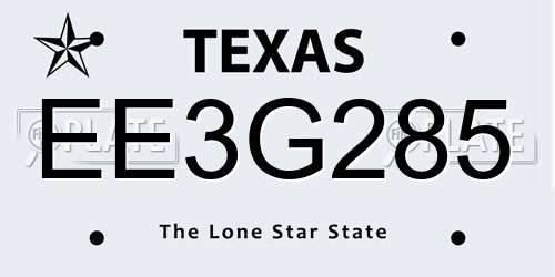EE3G285 Texas License Plate