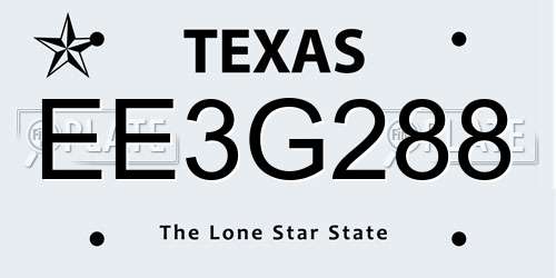 EE3G288 Texas License Plate