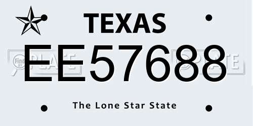 EE57688 Texas License Plate