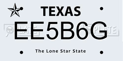 EE5B6G Texas License Plate