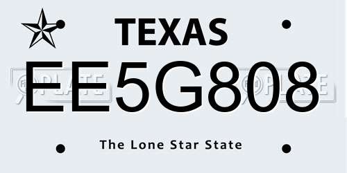 EE5G808 Texas License Plate