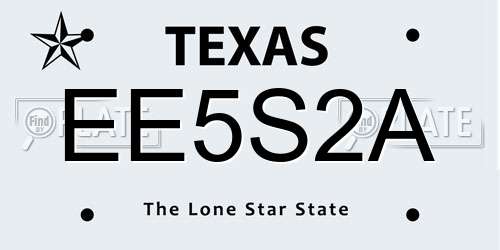 EE5S2A Texas License Plate