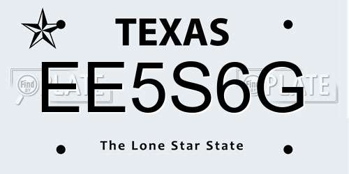 EE5S6G Texas License Plate