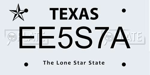 EE5S7A Texas License Plate