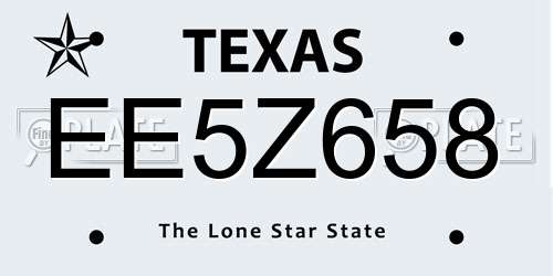 EE5Z658 Texas License Plate