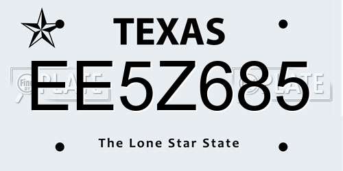 EE5Z685 Texas License Plate